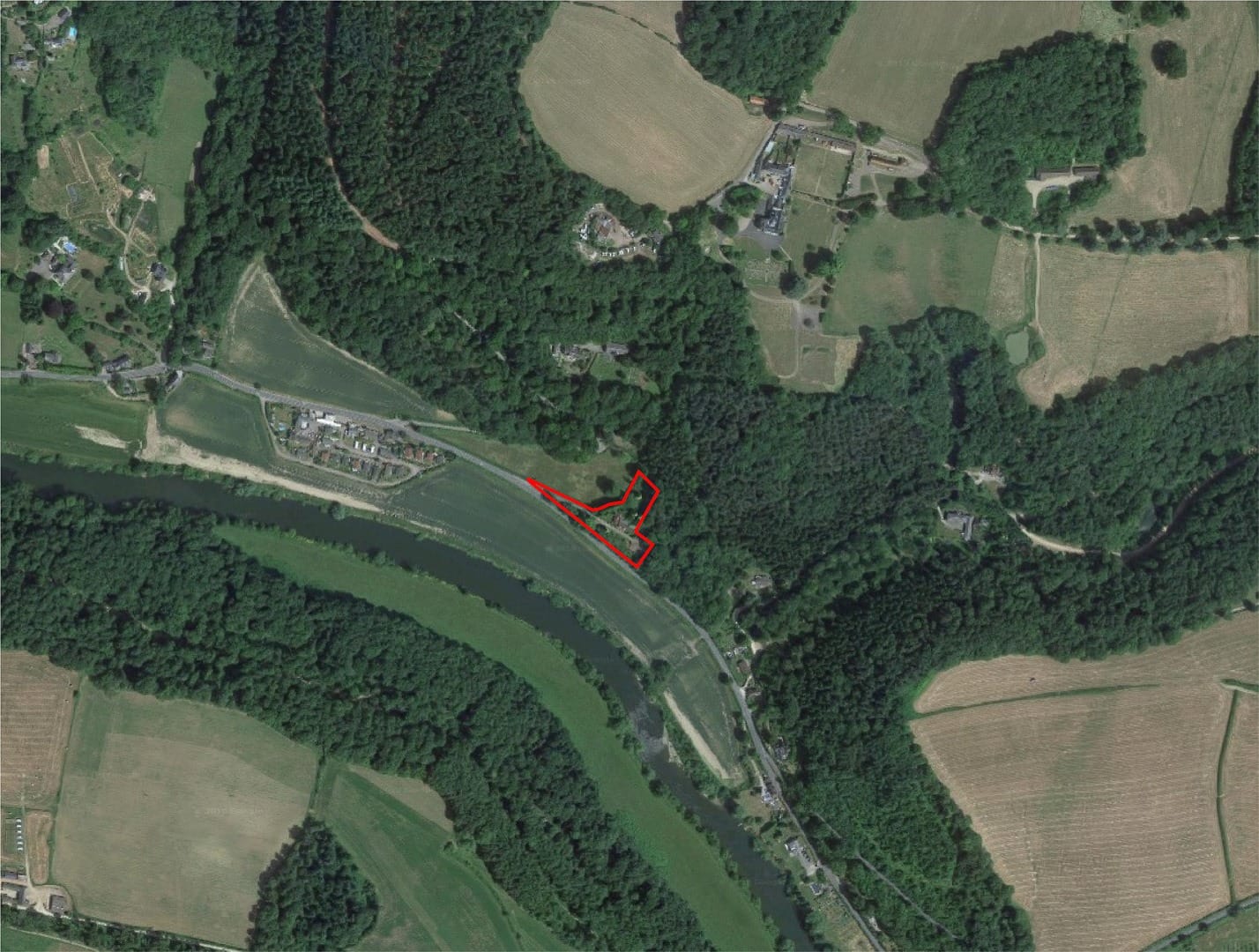 Aerial view of replacement dwelling site in Wye Valley AONB for LVIA assessment