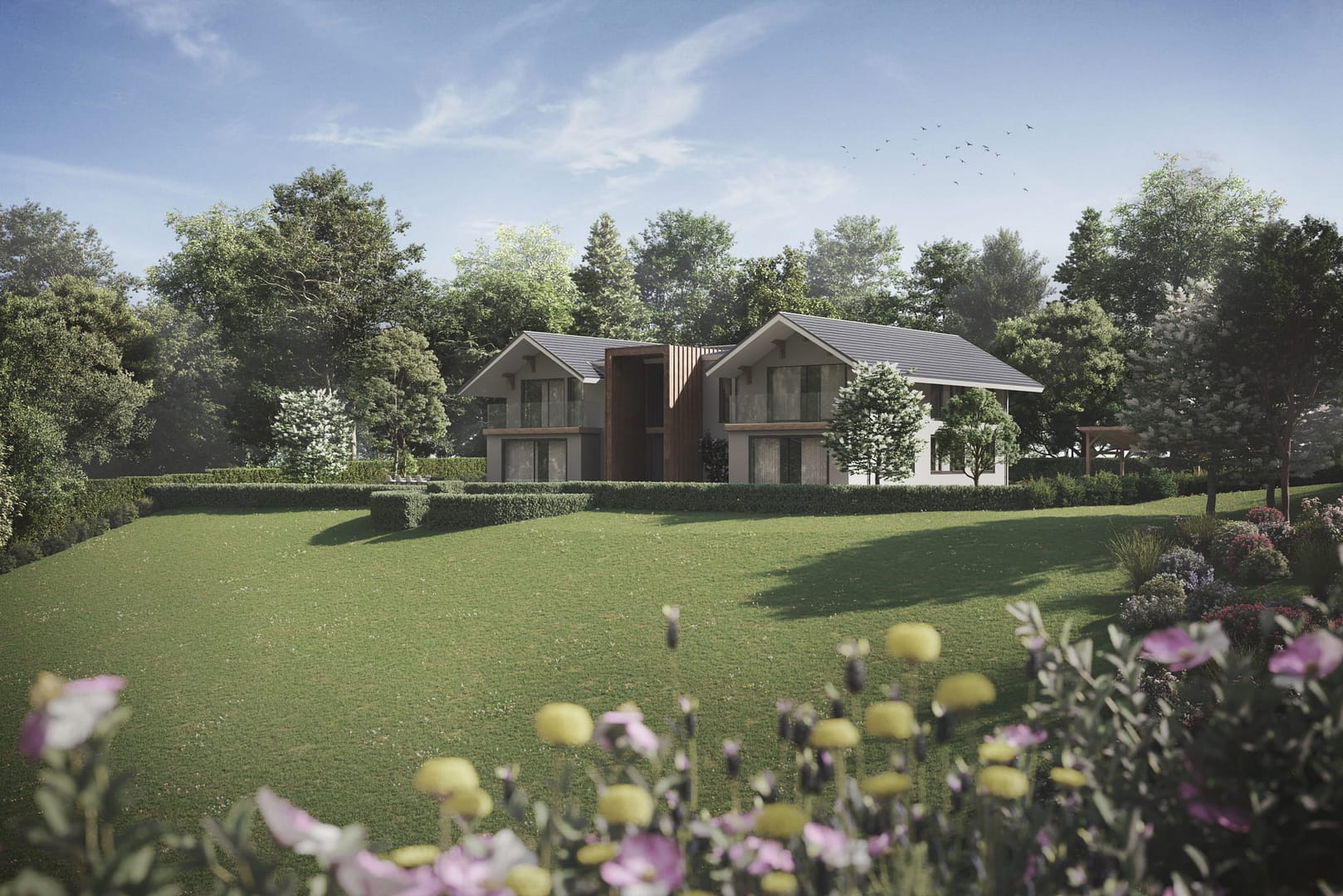 Replacement dwelling with modern house in the Chiltern AONB with Landscaping