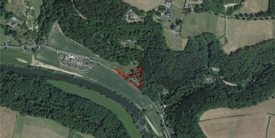 Aerial view of replacement dwelling site in Wye Valley AONB for LVIA assessment